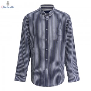 Men’s Linen Rayon Long Sleeve Shirt Striped Gent Casual Oversized Camisa de hombre GTCW107972G1