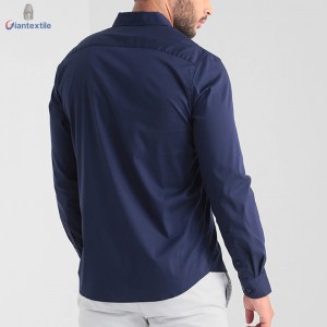 Bright-coloured Long Sleeve Slim Fit High Quality Blue Solid Men Dress Shirt Gent Clothing Business Shirts GTCW107978G1