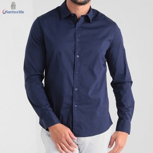 Bright-coloured Long Sleeve Slim Fit High Quality Blue Solid Men Dress Shirt Gent Clothing Business Shirts GTCW107978G1