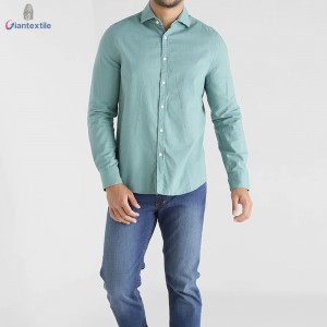 High Quality Men’s Casual Shirt Yarn Dyed Long Sleeve Solid Linen Cotton Camisa Masculina GTCW107979G1