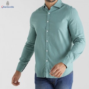 High Quality Men’s Casual Shirt Yarn Dyed Long Sleeve Solid Linen Cotton Camisa Masculina GTCW107979G1