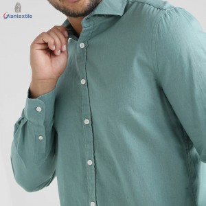 High Quality Men’s Casual Shirt Yarn Dyed Long Sleeve Solid Linen Cotton Camisa Masculina GTCW107979G1