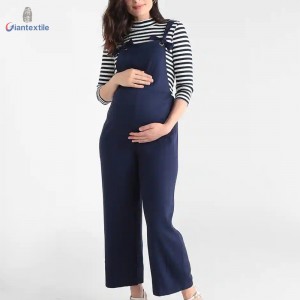 Hot sale Maternity Dress Viscose Denim Medium Blue Solid Suspender Pants Sleeveless Long Dress For Women GTCW107989G1