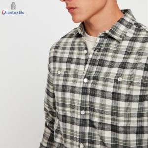 High Quality Wholesale Traditional Men’s Shirt Pure Cotton Two Pocket Gent Flannel Shirt For Men GTCW107993G1