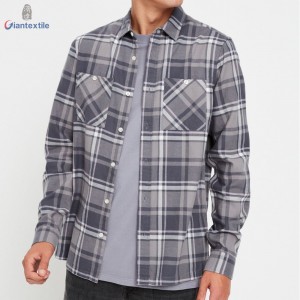 New Arrival Traditional Men’s Shirt Long Sleeve Shirt 100% Cotton Dual Pocket Heavyweight Flannel Shirt For Men GTCW107994G1