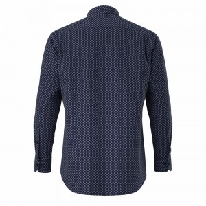 Regular-fit Reliable 100% Cotton Dark Navy Geometric Print Men’s Long Sleeve Shirt for Men GTCW108004G1