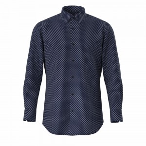 Regular-fit Reliable 100% Cotton Dark Navy Geometric Print Men’s Long Sleeve Shirt for Men GTCW108004G1