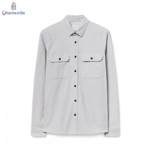 Hot sale Corduroy Men’s Shirt Pure Cotton Long Sleeve With Two Pocket Solid Corduroy Casual Shirt For Men GTCW108006G1
