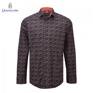 New Design Men’s Shirts with Paisley Print Cotton Elastane Digital Print Material Shirt with Curved Hem for Men GTCW108036G1