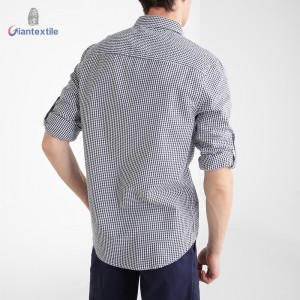 New Design White Black Check Polyester Cotton Casual Check Nature Seersucker Gent Good Hand Feel Shirt For Men GTCW108047G1