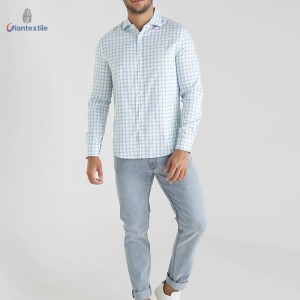 Hot Sale Green Check Pure Cotton Casual Check Nature Gent Good Hand Feel Shirt For Men GTCW108048G1