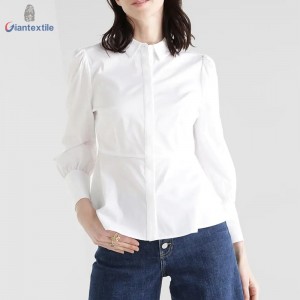 Tank Top Hot sale Women Solid Long Sleeve White Fitted Office Ladies Good Hand feel Shirt GTCW108055G1