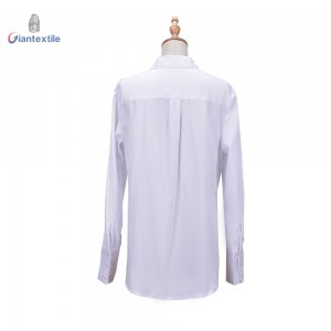 Make-To-Order Women Business Leisure Solid Long Sleeve White Comfortable Office Ladies Shirt Elegant Blouse GTCW108055G10
