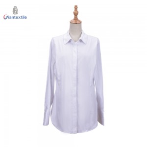 Make-To-Order Women Business Leisure Solid Long Sleeve White Comfortable Office Ladies Shirt Elegant Blouse GTCW108055G10