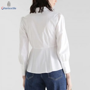 Tank Top Hot sale Women Solid Long Sleeve White Fitted Office Ladies Good Hand feel Shirt GTCW108055G1