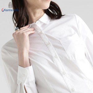 Good Sealed Hot sale Women Solid Long Sleeve White Elegant Office Ladies Comfortable Shirt GTCW108055G2