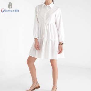 Modern Design Premium Elegant Casual White Solid Yarn Dyed Long Dress High Quality Dress For Women GTCW108055G3