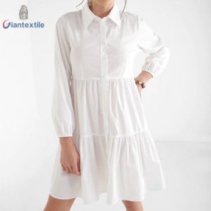 Modern Design Premium Elegant Casual White Solid Yarn Dyed Long Dress High Quality Dress For Women GTCW108055G3