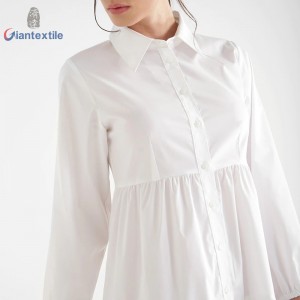 Modern Design Premium Elegant Casual White Solid Yarn Dyed Long Dress High Quality Dress For Women GTCW108055G3