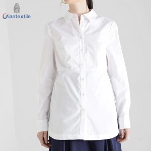 New Design Hot sale Women Solid Long Sleeve White Contemporary Office Ladies Business Leisure Shirt GTCW108055G4