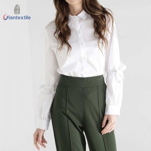 New Arrival Hot sale Women Cheap Solid Long Sleeve White Contemporary Office Ladies Business Camisas GTCW108055G6