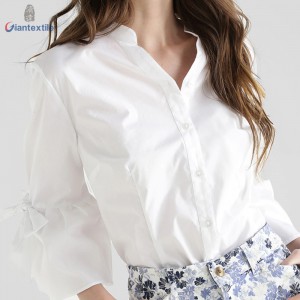 Modern Design Hot sale Women Chic Solid Long Sleeve White Business Occasion Office Ladies Business Camisas GTCW108055G9