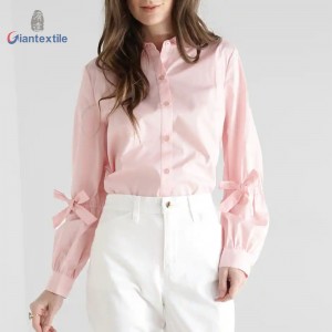Sample Available Women Pink Long Sleeve Superior Office Ladies Business Easy Care Exquisite Leisure Shirt GTCW108058G1
