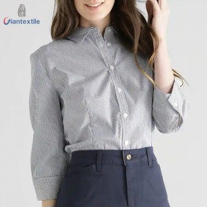 Fast Delivery Women Navy Long Sleeve Striped Office Ladies Business Easy Care Exquisite Leisure Shirt GTCW108059G1