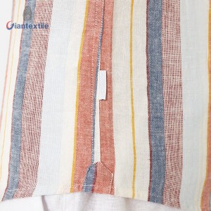Ecommerce Buyers’ Stripe Hawaii Casual Shirt Comfortable Linen Rayon Bright-coloured Short Sleeve For Holiday Beach Shirts GTCW108076G1