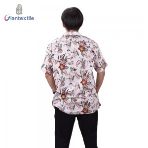 Holiday Memory Novelty Print Floral Hawaii Casual Shirt Linen Rayon Pink Short Sleeve For Holiday Beach Shirts GTCW108077G1