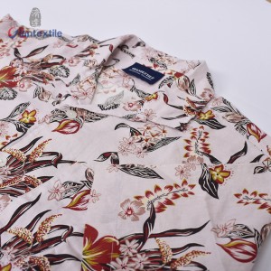 Holiday Memory Novelty Print Floral Hawaii Casual Shirt Linen Rayon Pink Short Sleeve For Holiday Beach Shirts GTCW108077G1