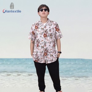 Holiday Memory Novelty Print Floral Hawaii Casual Shirt Linen Rayon Pink Short Sleeve For Holiday Beach Shirts GTCW108077G1