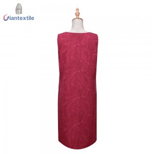 Support Custom Top Quality Sleeveless Red Premium 100% Tencel Women Leaf Print Dress GTCW108087G1