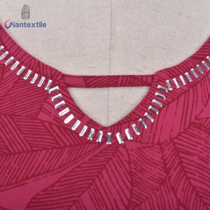 Support Custom Top Quality Sleeveless Red Premium 100% Tencel Women Leaf Print Dress GTCW108087G1