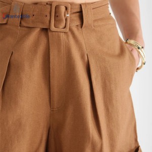 Make-To-Order New Design Fashion Solid Viscose Linen Crepe Casual Women Short Pants GTCW108089G1