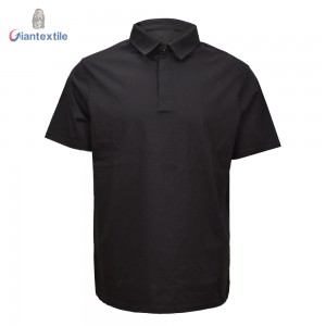 New Fresh Knit Shirt Solid Black High Quality Fabric 100% Cotton Smart Casual Short Sleeve Polo Shirt For Men GTCW108093G1