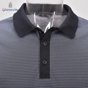 New Design Knit Shirt Dot Print Good Hand Feel Fabric 100% Cotton Short Sleeve Polo Shirt For Men GTCW108094G1