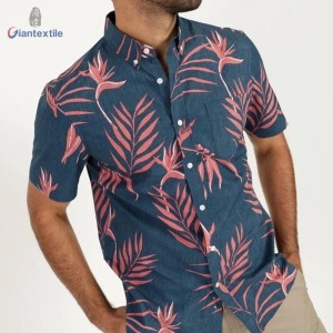 Drop Shipment Fitted Long Sleeve Good Selling Men’s Shirt Cotton Spandex Floral Print Shirt For Men GTCW108097G1