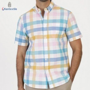 Oeko-Tex Audit Men’s Check Shirt Iridescent Plaid Bright-colored Casual Shirt with Good Hand Feel For Men GTCW108098G1