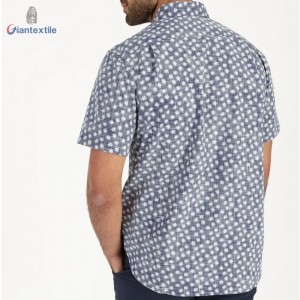 Accept OEM Logo Men’s High Quality 100% Cotton Casual Slub Shirt Floral Print Short Sleeve Shirt For Men GTCW108099G1