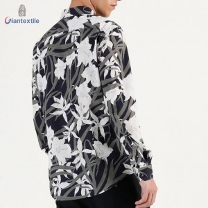 Quality Assurance Good Selling Men’s Shirt Cotton Spandex Casual Poplin Shirt Floral Print Long Sleeve Shirt For Men GTCW108102G1