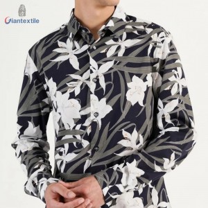 Quality Assurance Good Selling Men’s Shirt Cotton Spandex Casual Poplin Shirt Floral Print Long Sleeve Shirt For Men GTCW108102G1