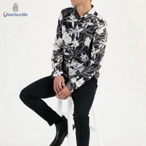 Quality Assurance Good Selling Men’s Shirt Cotton Spandex Casual Poplin Shirt Floral Print Long Sleeve Shirt For Men GTCW108102G1