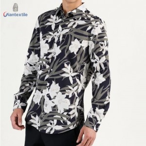 Quality Assurance Good Selling Men’s Shirt Cotton Spandex Casual Poplin Shirt Floral Print Long Sleeve Shirt For Men GTCW108102G1