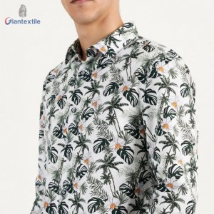 Modern Design Bright-coloured Men’s Shirt Spandex Cotton Casual Poplin Shirt Tree Print Long Sleeve Shirt For Men GTCW108103G1
