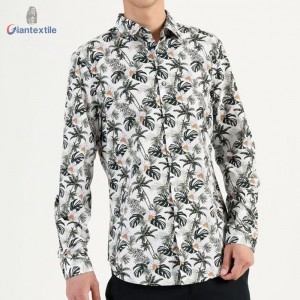 Modern Design Bright-coloured Men’s Shirt Spandex Cotton Casual Poplin Shirt Tree Print Long Sleeve Shirt For Men GTCW108103G1