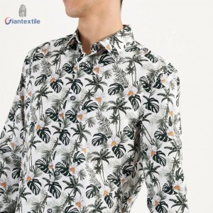 Modern Design Bright-coloured Men’s Shirt Spandex Cotton Casual Poplin Shirt Tree Print Long Sleeve Shirt For Men GTCW108103G1