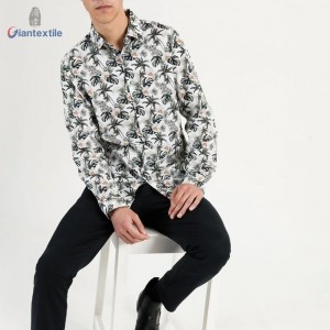 Modern Design Bright-coloured Men’s Shirt Spandex Cotton Casual Poplin Shirt Tree Print Long Sleeve Shirt For Men GTCW108103G1