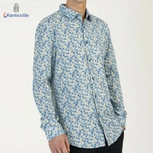 Fitted Long Sleeve Good Selling Men’s Shirt Cotton Spandex Casual Poplin Shirt Floral Print Smart Casual Shirt For Men GTCW108105G1