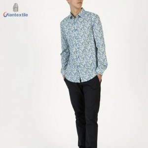 Fitted Long Sleeve Good Selling Men’s Shirt Cotton Spandex Casual Poplin Shirt Floral Print Smart Casual Shirt For Men GTCW108105G1